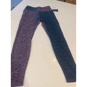 Womens Heathered Pink & Gray Colorblock High-Waisted Athletic Leggings